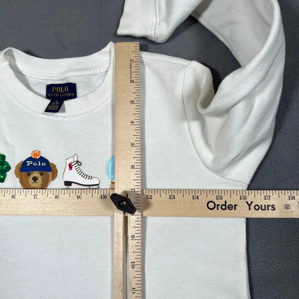 Polo Ralph Lauren Girls Dress White M 8-10 Long Sleeve Bear Ice Skate‎ Penguin